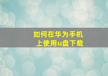 如何在华为手机上使用u盘下载