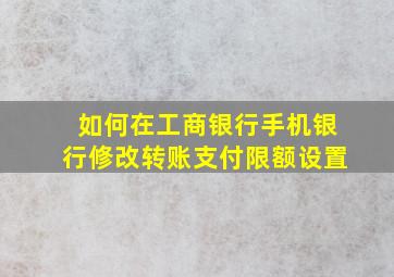 如何在工商银行手机银行修改转账支付限额设置