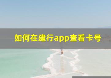 如何在建行app查看卡号