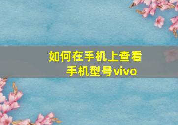 如何在手机上查看手机型号vivo