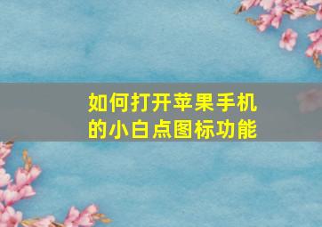 如何打开苹果手机的小白点图标功能