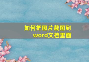 如何把图片截图到word文档里面