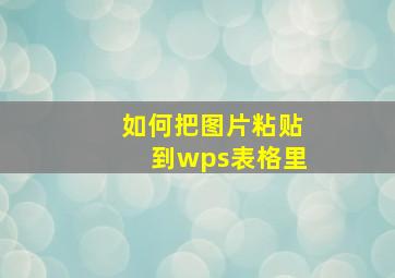 如何把图片粘贴到wps表格里