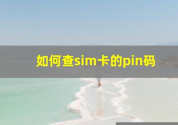 如何查sim卡的pin码