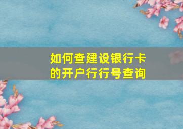 如何查建设银行卡的开户行行号查询