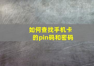 如何查找手机卡的pin码和密码