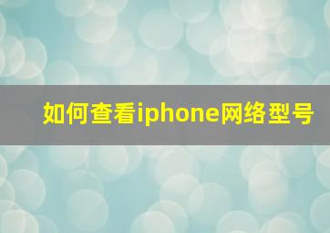 如何查看iphone网络型号