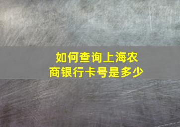 如何查询上海农商银行卡号是多少