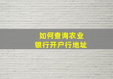 如何查询农业银行开户行地址