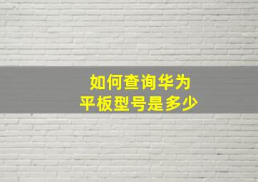 如何查询华为平板型号是多少