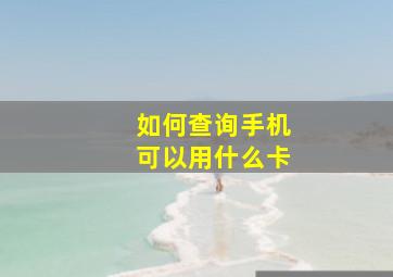 如何查询手机可以用什么卡