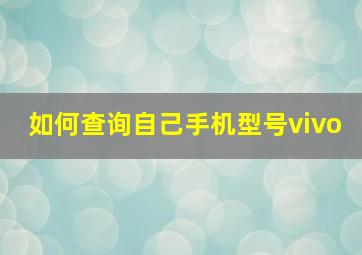 如何查询自己手机型号vivo