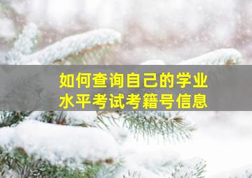 如何查询自己的学业水平考试考籍号信息