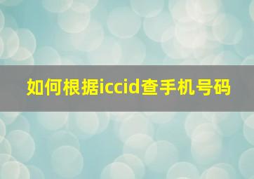 如何根据iccid查手机号码