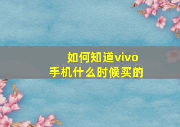 如何知道vivo手机什么时候买的