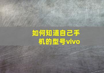 如何知道自己手机的型号vivo