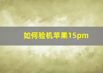 如何验机苹果15pm