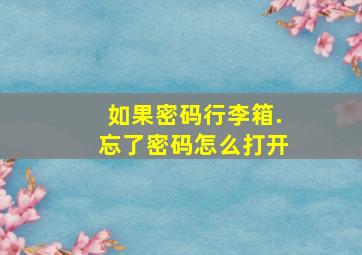 如果密码行李箱.忘了密码怎么打开