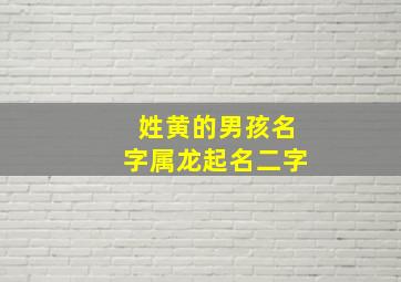 姓黄的男孩名字属龙起名二字