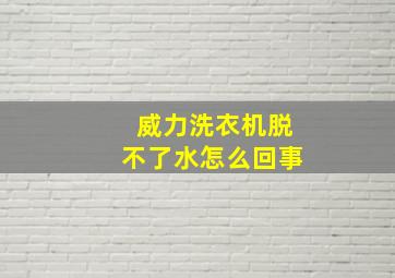 威力洗衣机脱不了水怎么回事