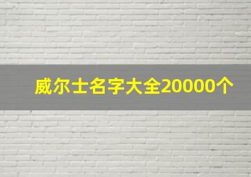 威尔士名字大全20000个