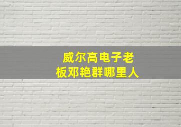 威尔高电子老板邓艳群哪里人