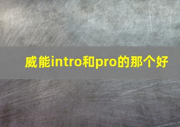 威能intro和pro的那个好