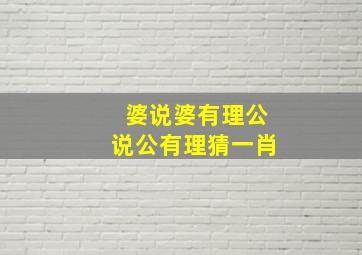 婆说婆有理公说公有理猜一肖