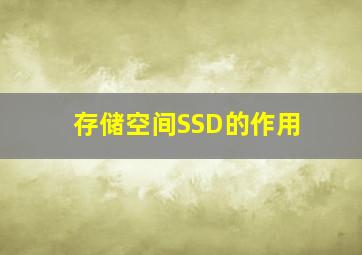 存储空间SSD的作用