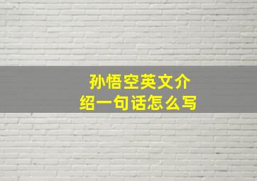 孙悟空英文介绍一句话怎么写