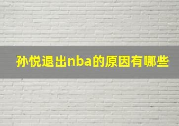 孙悦退出nba的原因有哪些