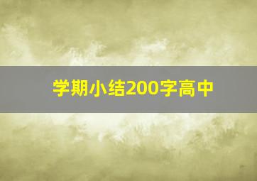 学期小结200字高中