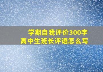 学期自我评价300字高中生班长评语怎么写