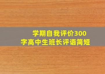 学期自我评价300字高中生班长评语简短