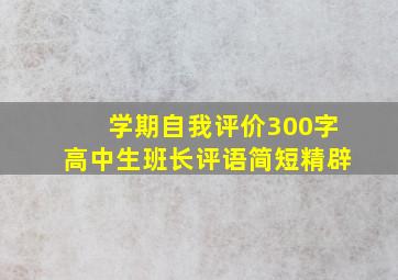 学期自我评价300字高中生班长评语简短精辟