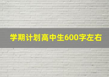 学期计划高中生600字左右