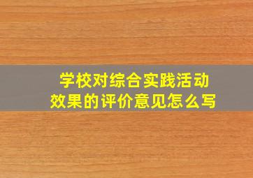 学校对综合实践活动效果的评价意见怎么写