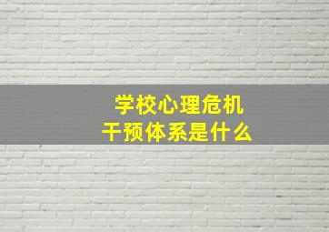 学校心理危机干预体系是什么