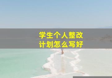 学生个人整改计划怎么写好