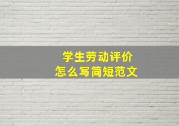 学生劳动评价怎么写简短范文