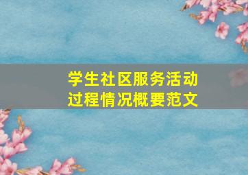 学生社区服务活动过程情况概要范文