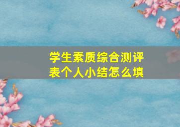 学生素质综合测评表个人小结怎么填