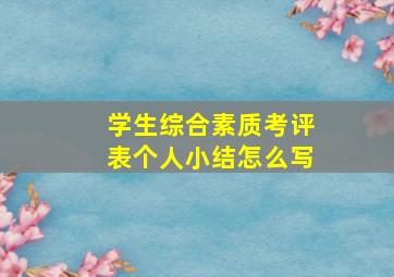 学生综合素质考评表个人小结怎么写