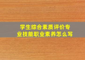 学生综合素质评价专业技能职业素养怎么写