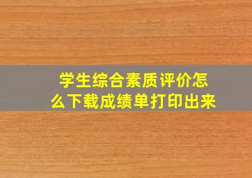 学生综合素质评价怎么下载成绩单打印出来