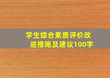 学生综合素质评价改进措施及建议100字