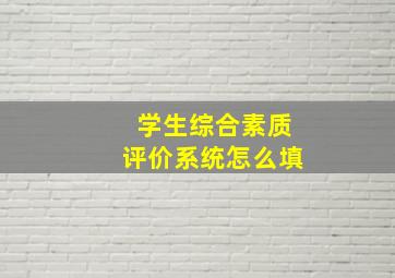 学生综合素质评价系统怎么填