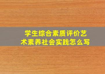 学生综合素质评价艺术素养社会实践怎么写