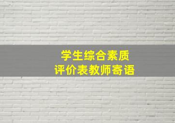 学生综合素质评价表教师寄语