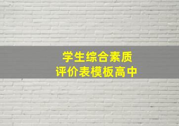 学生综合素质评价表模板高中